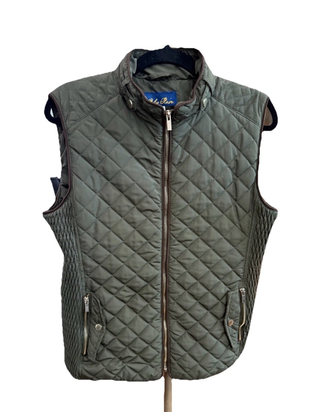 Blue Rain Quilted Vest Womens Large Green Equestrian Stablewear Horsecore EUC